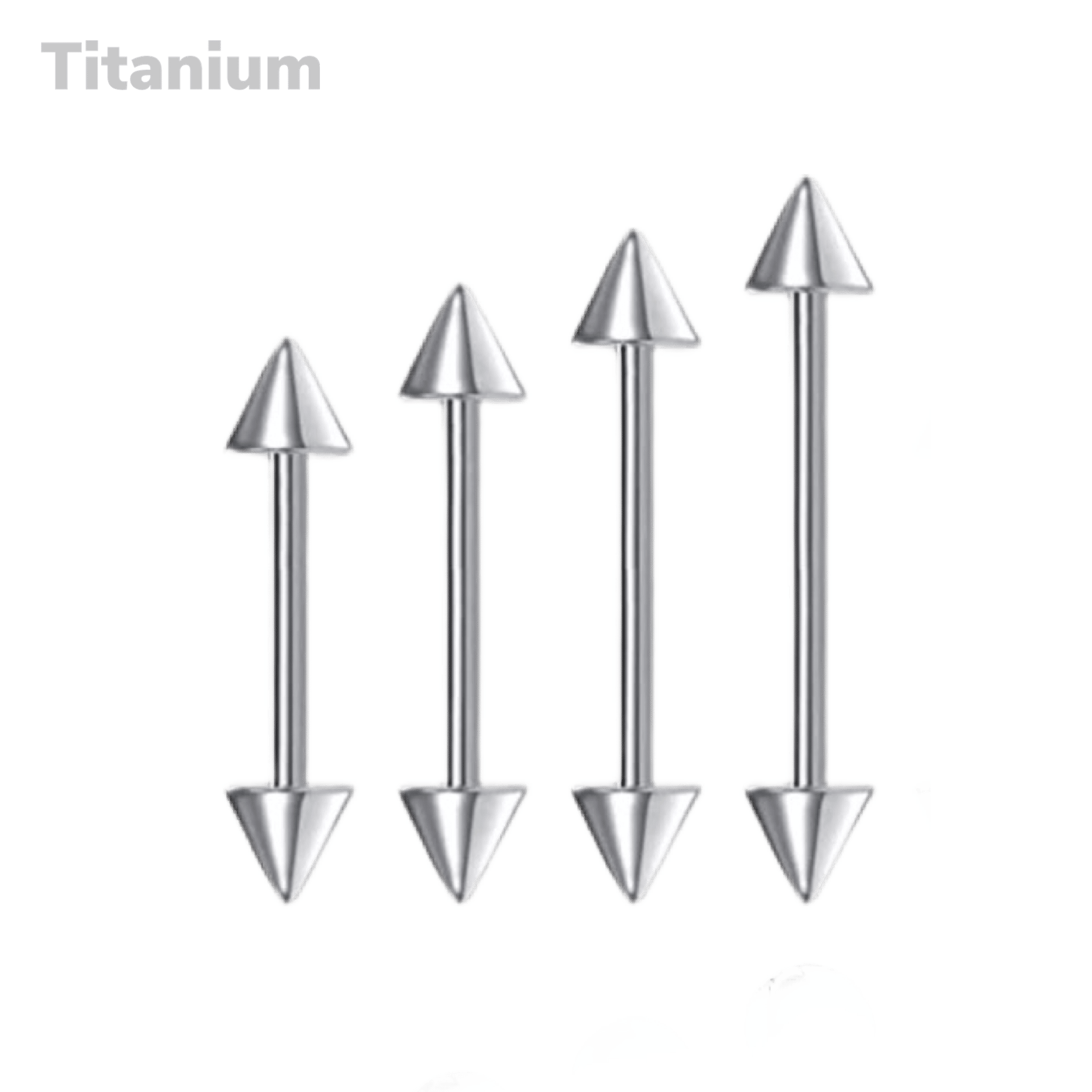 titanium spike ends straight barbell for eyebrow tongue and industrial piercing 