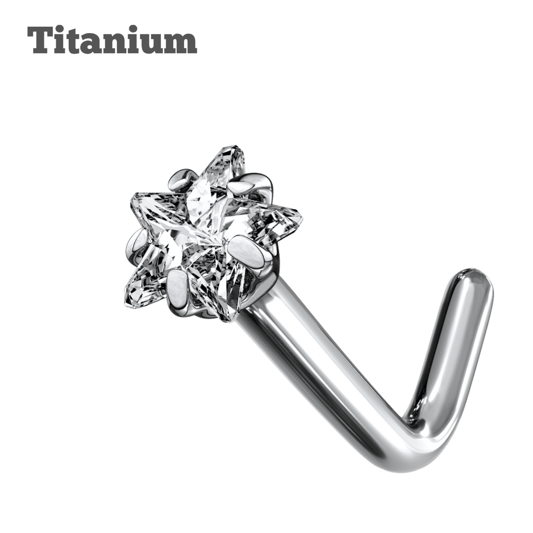 titanium star nose stud steel color