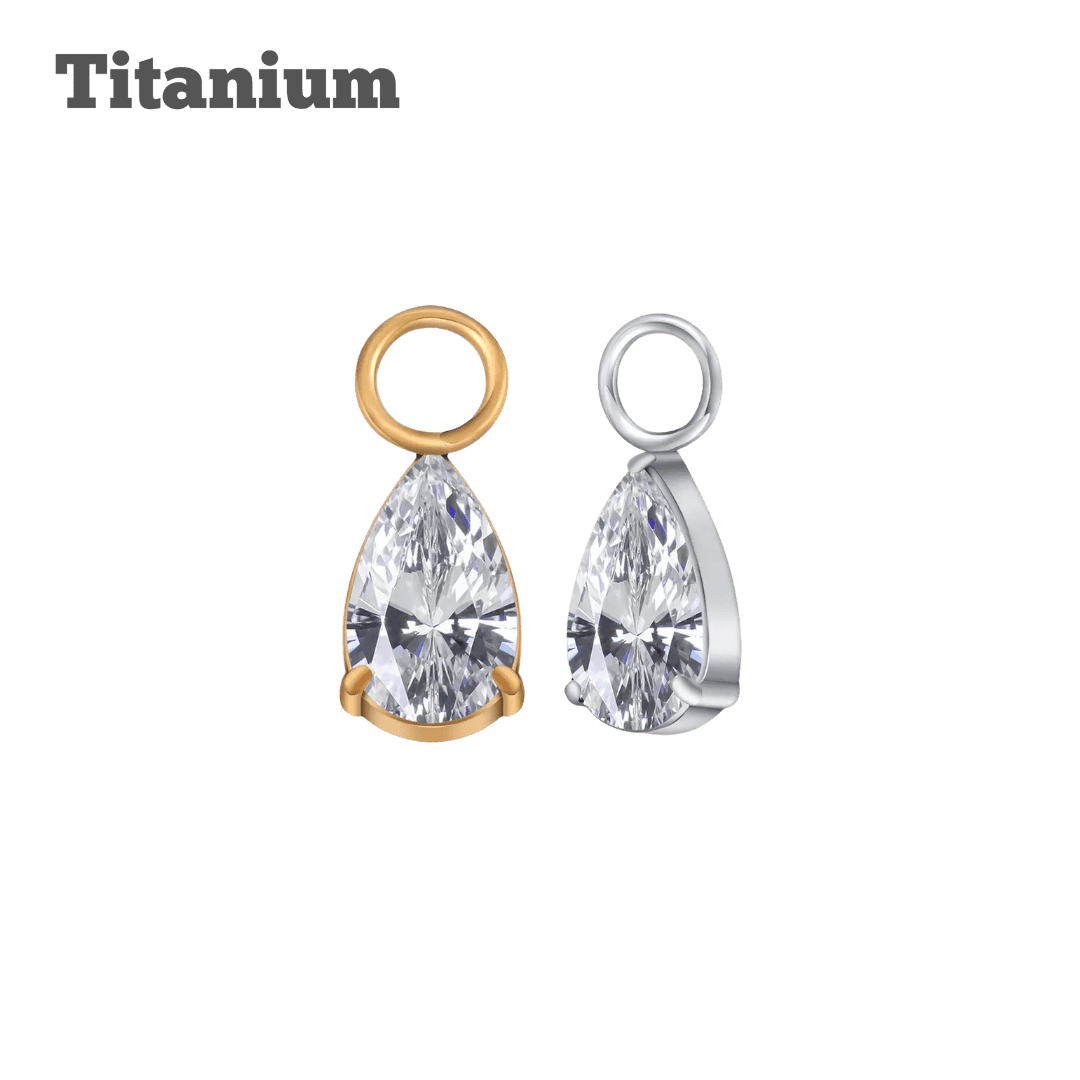 Titanium Teardrop Gem Charm