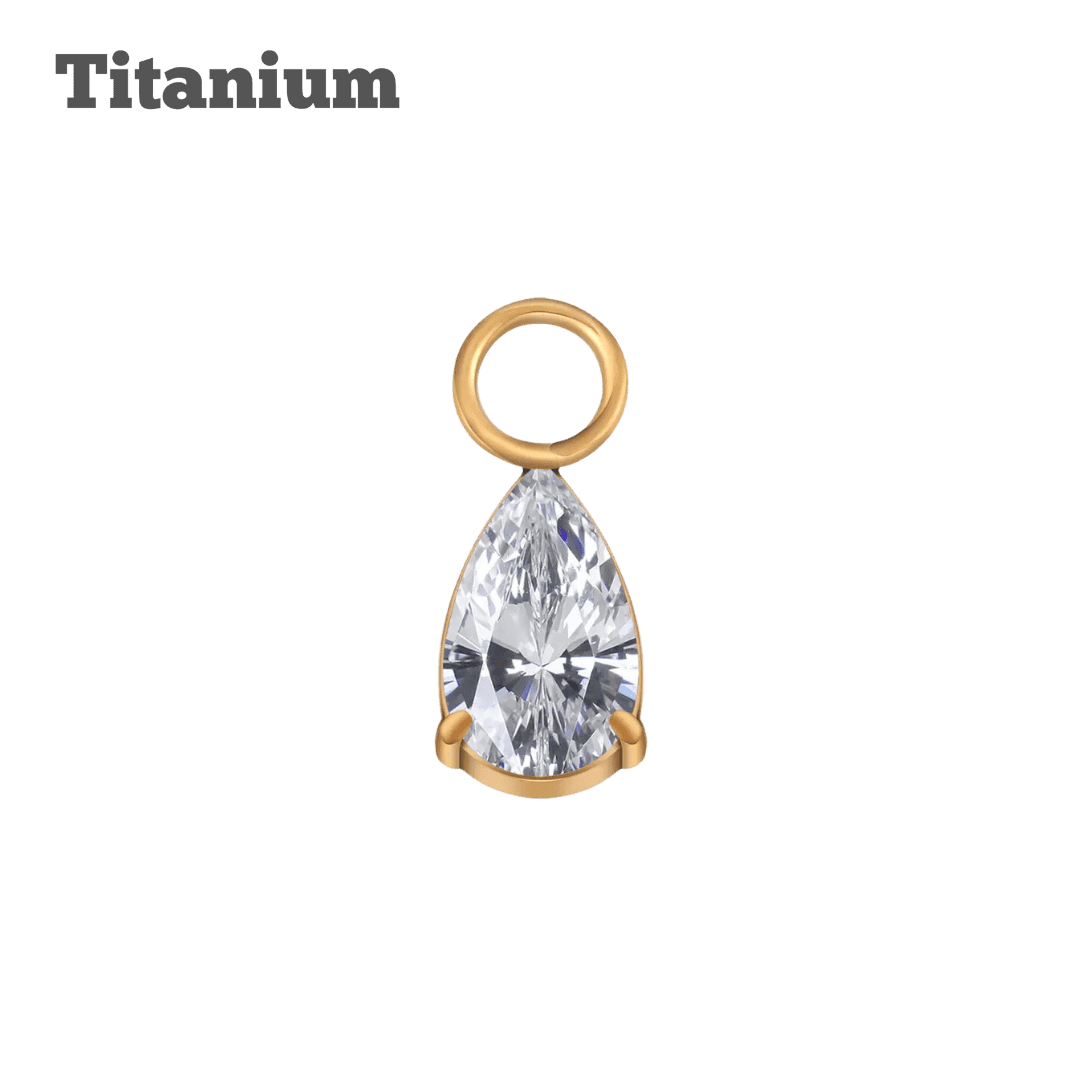 Titanium Teardrop Gem Charm