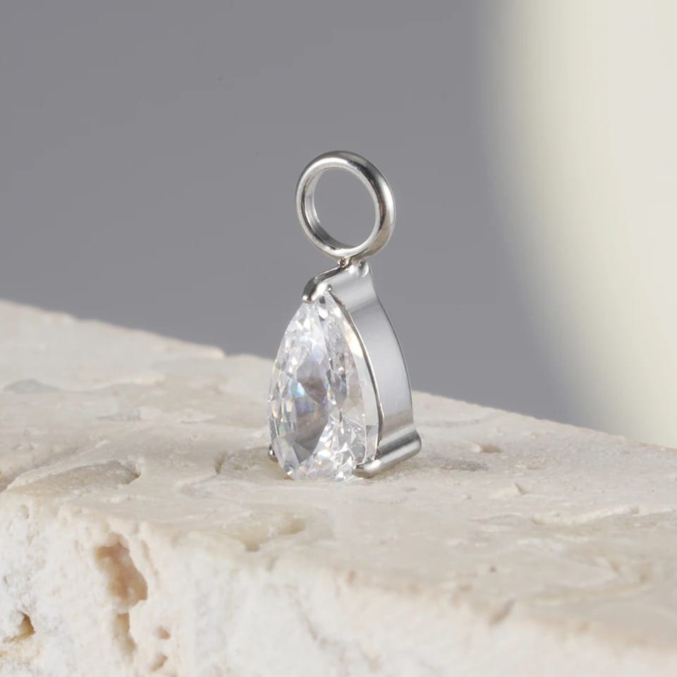 Titanium Teardrop Gem Charm