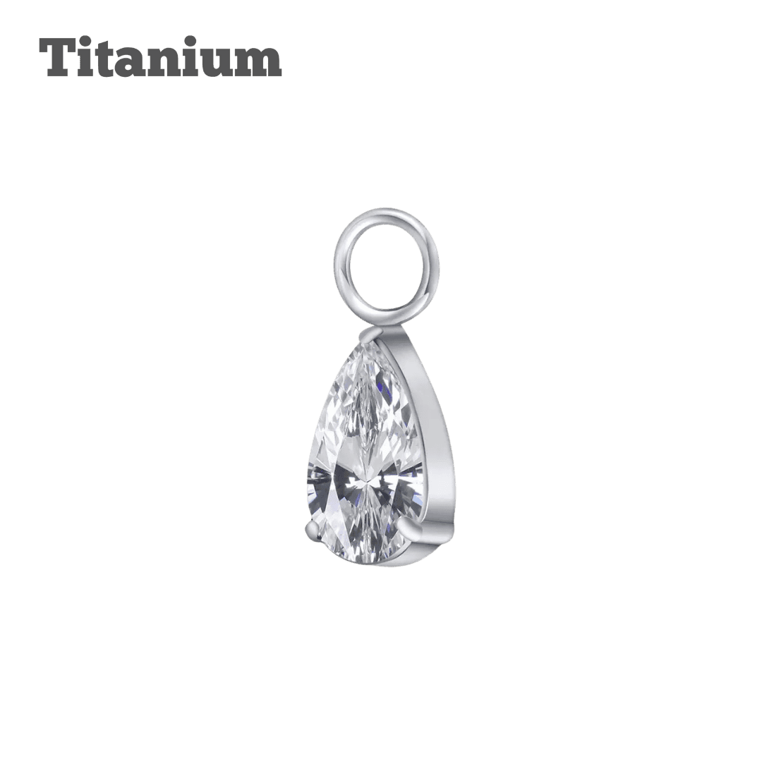 Titanium Teardrop Gem Charm