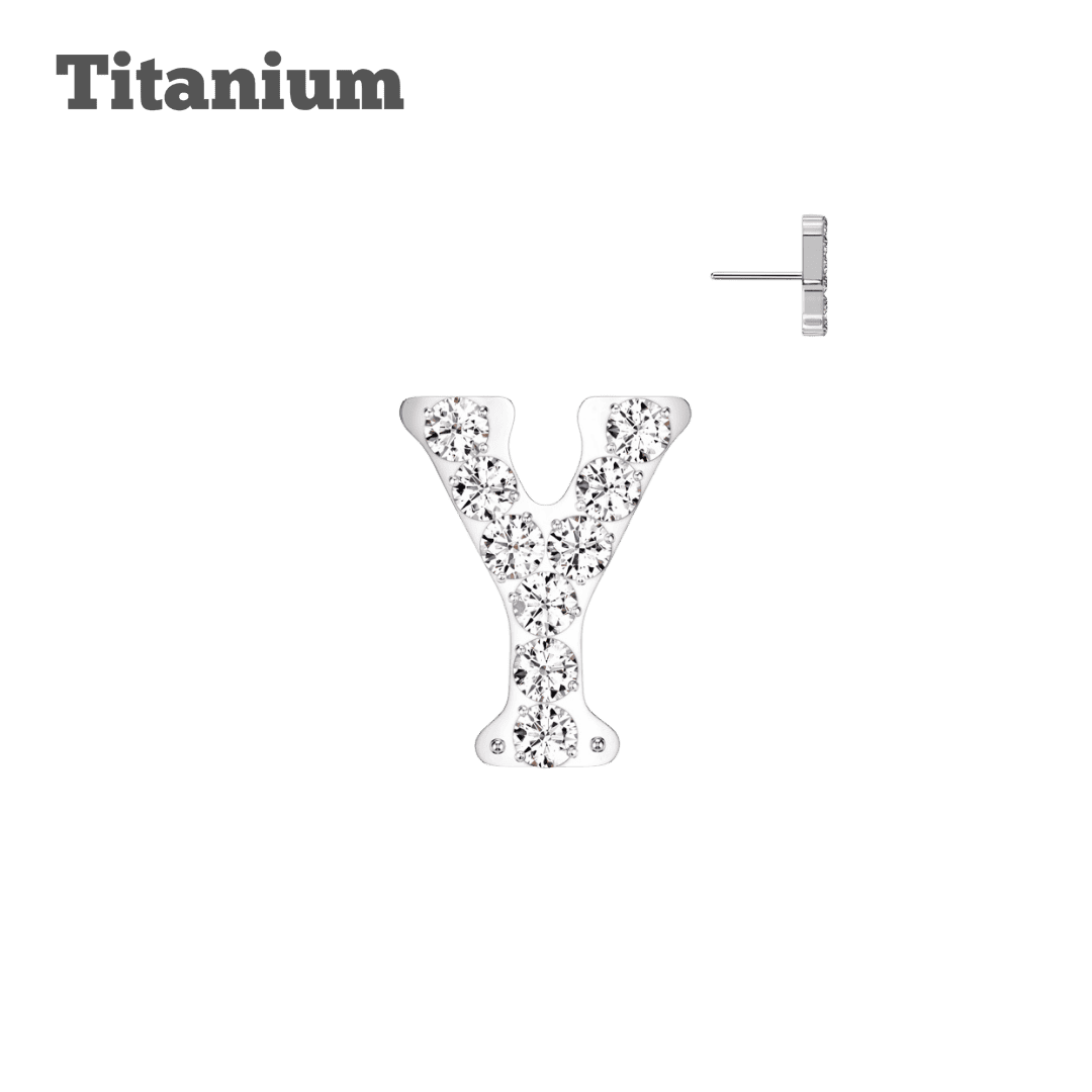 Letter Y titanium threadless top earring