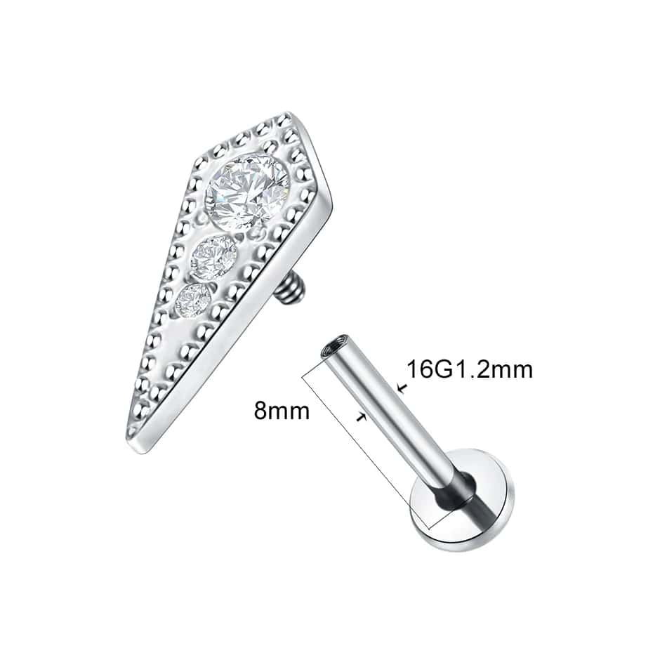 aliah titanium threaded labret earring size