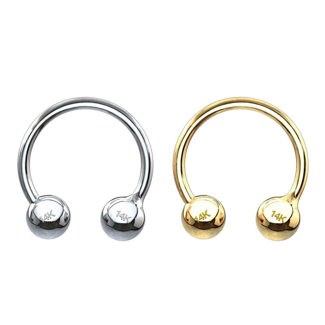 3mm ball ends horseshoe 14k pure gold body piercing jewelry