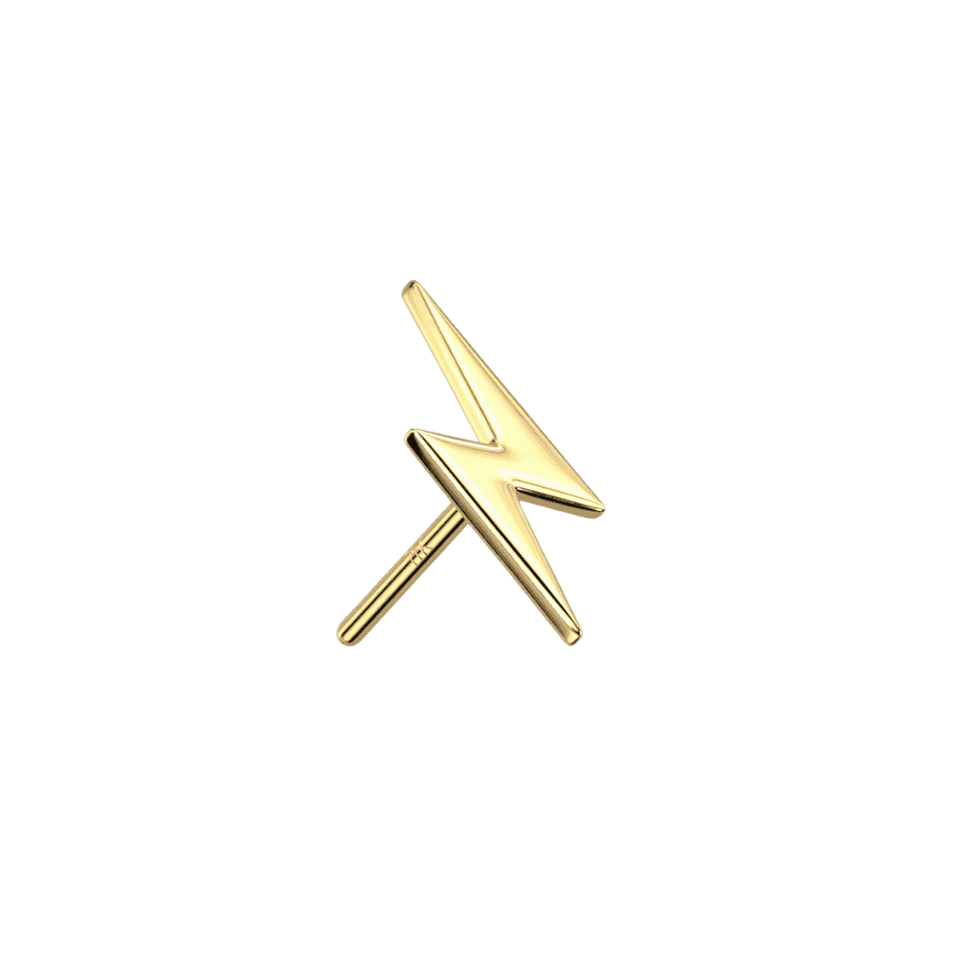 14k yellow gold plain lightning top only earring