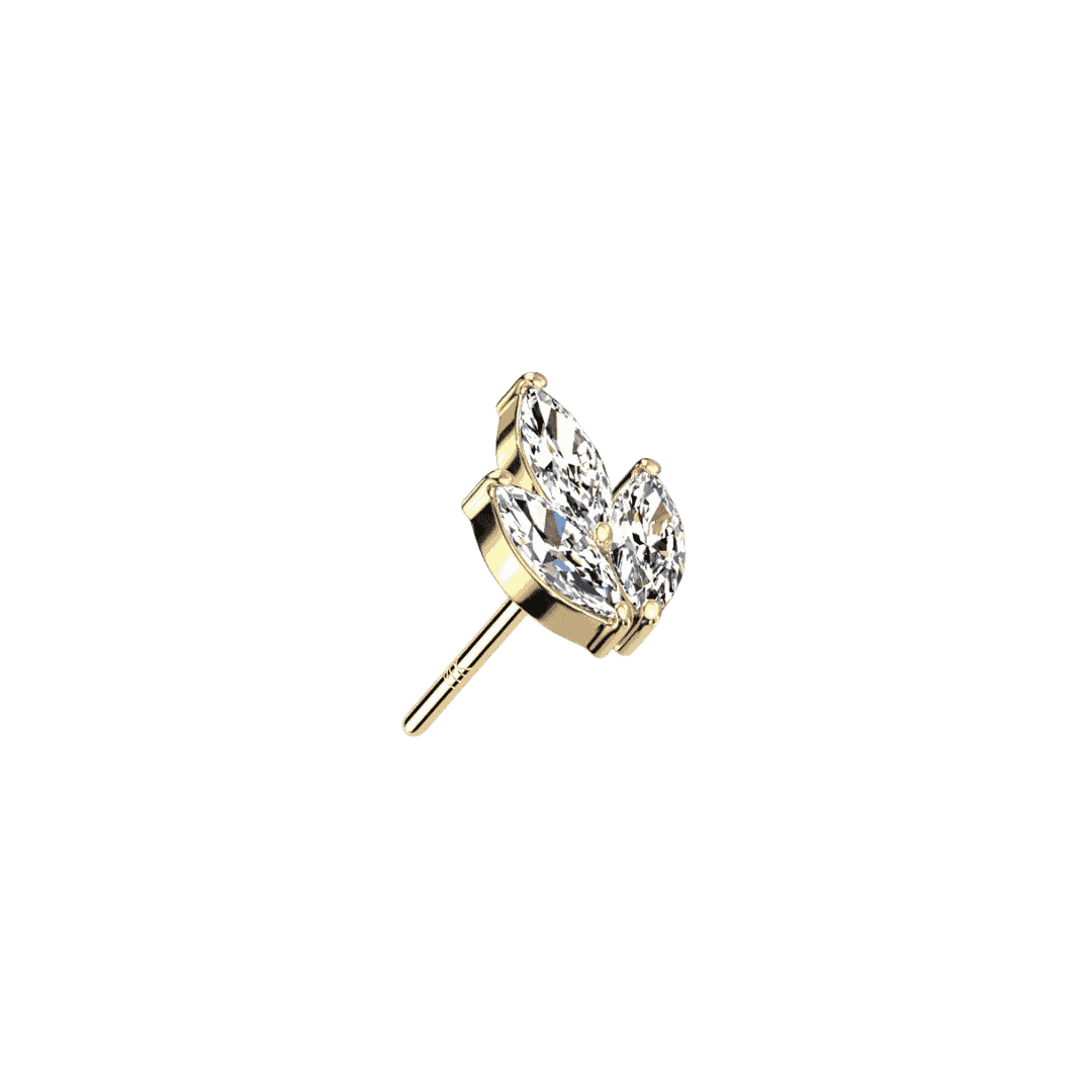 14k yellow gold lilybloom threadless top lobe piercing jewelry