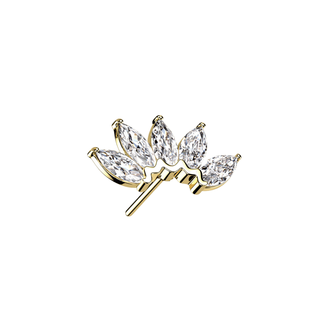 14k gold marquis gem cluster threadless top earring yellow gold