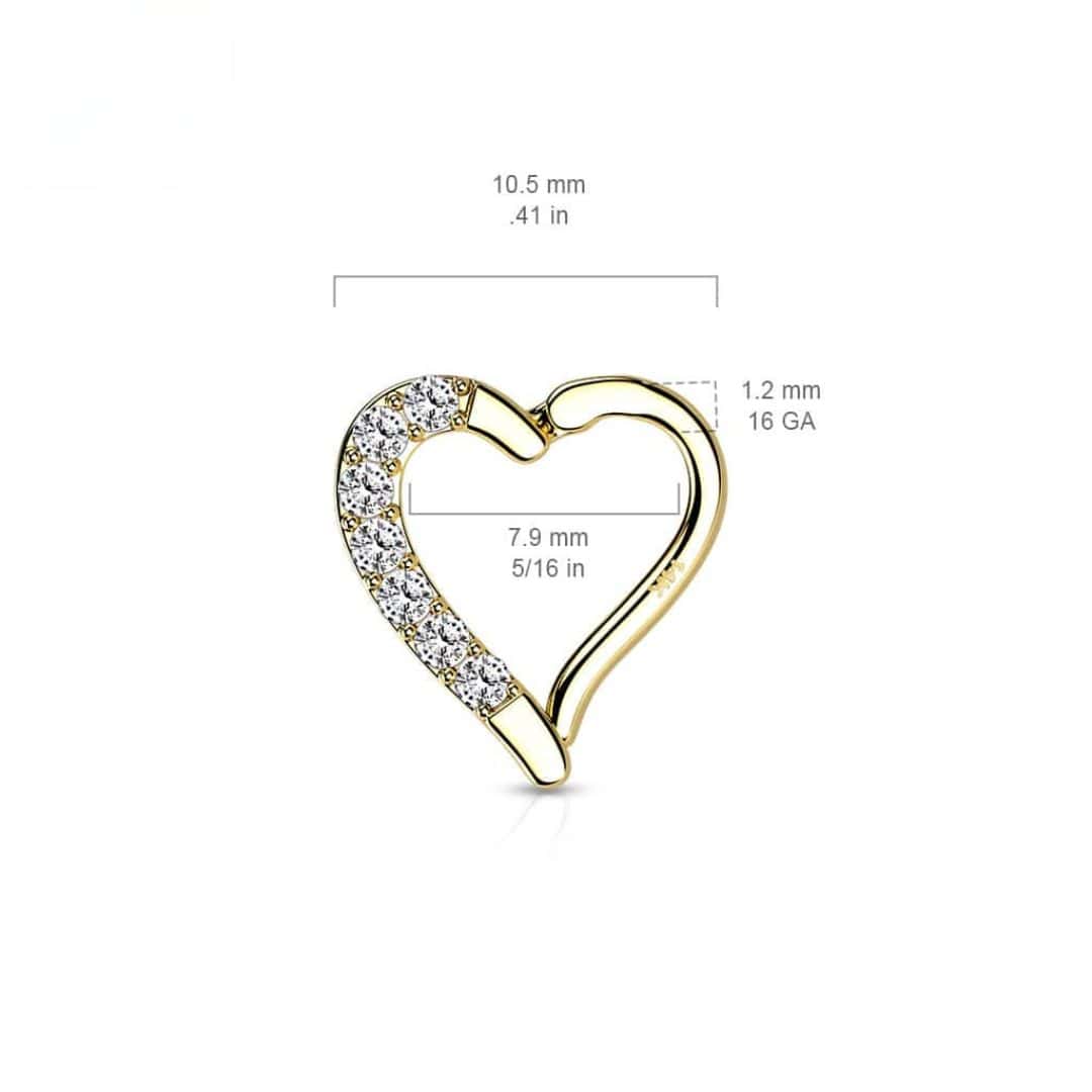 jewelry size paved heart hinged hoop
