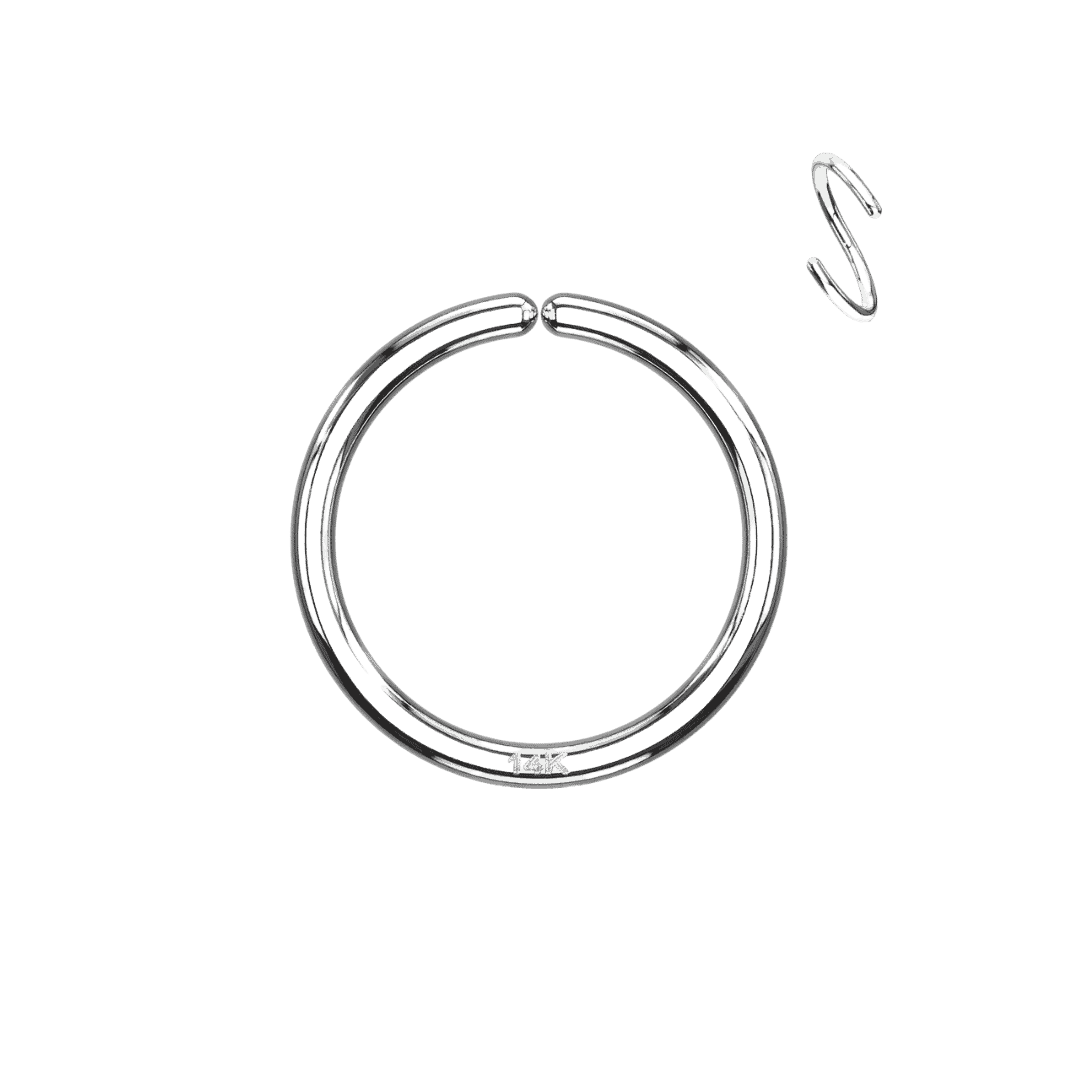 nose piercing jewelry plain seamless hoop 14k white gold