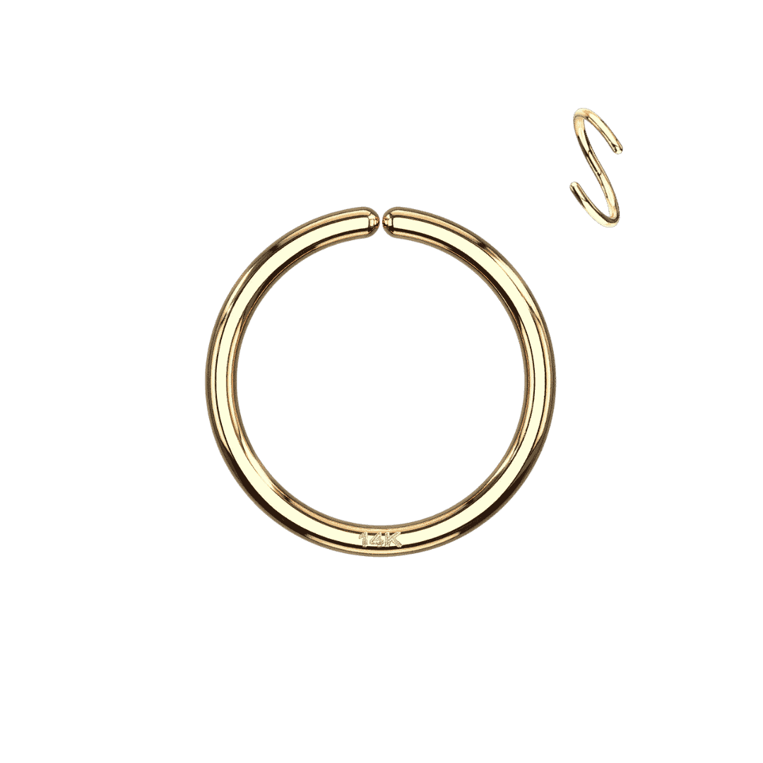 14k yellow gold nose and ear piercing jewelry plain seamless hoop