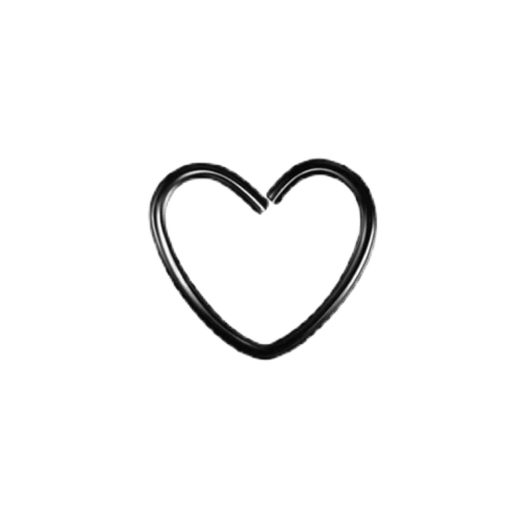 black color plain heart seamless hoop