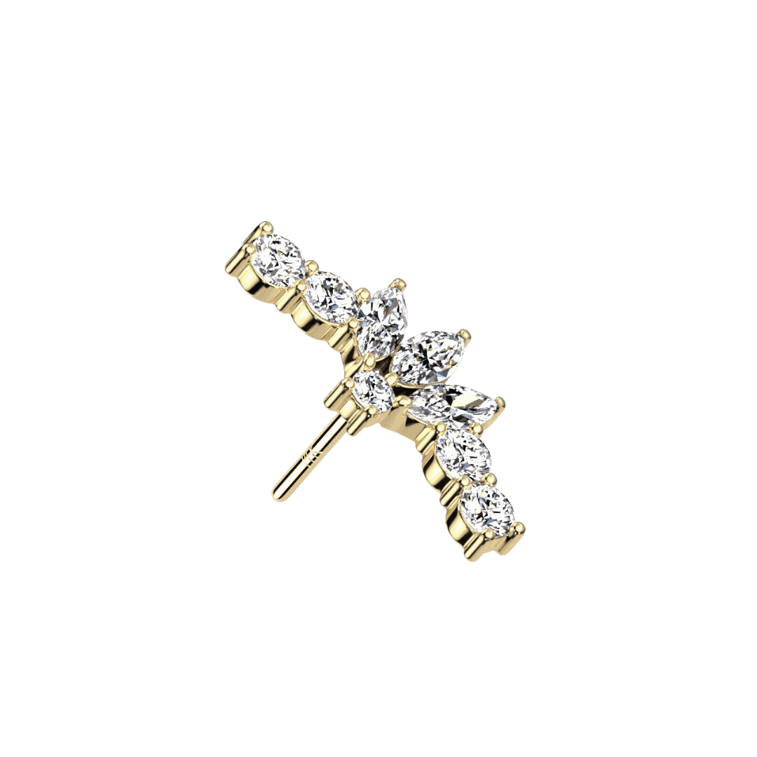 14k yellow gold threadless top conch piercing jewelry princess gem 