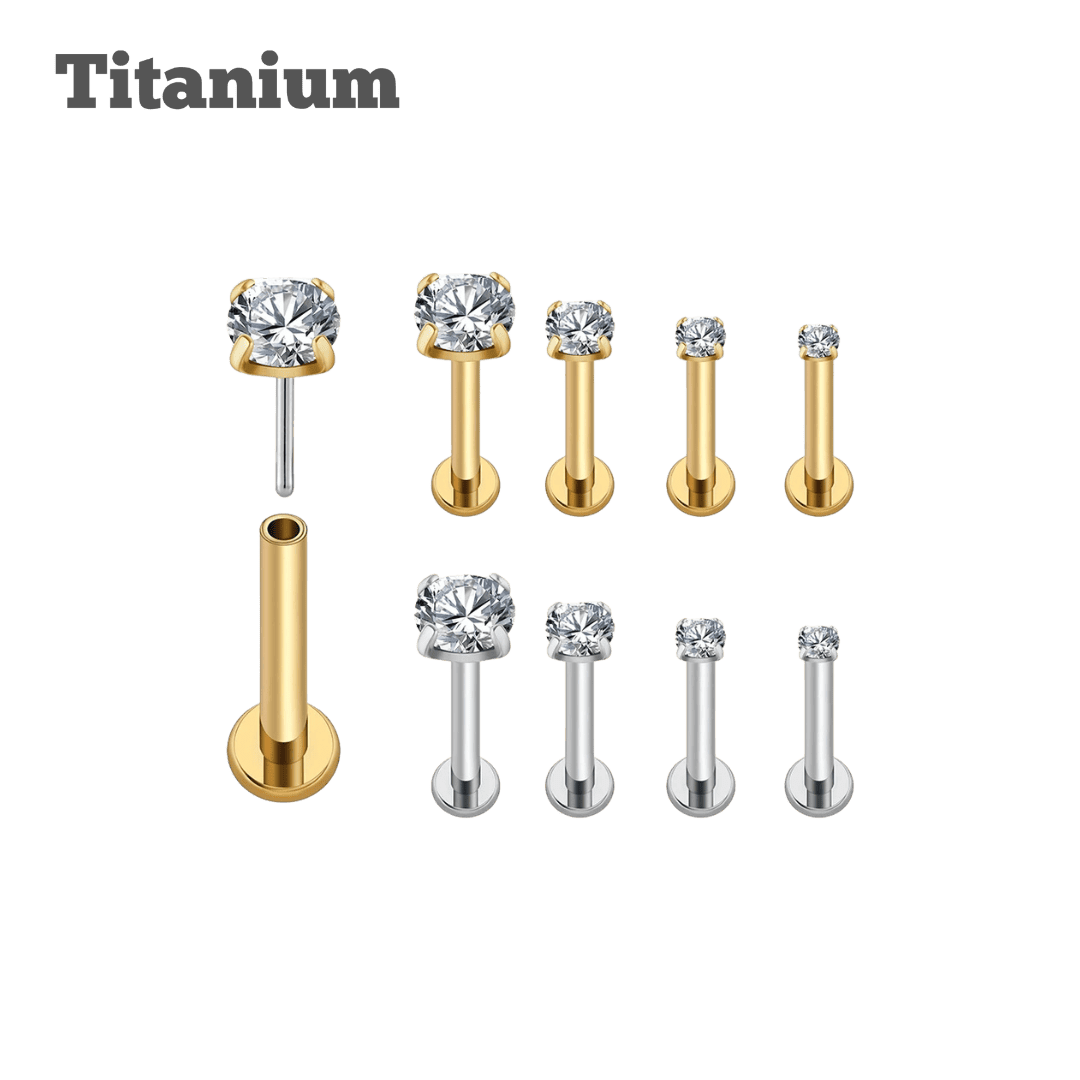 Pronged Gem Titanium Threadless Labret