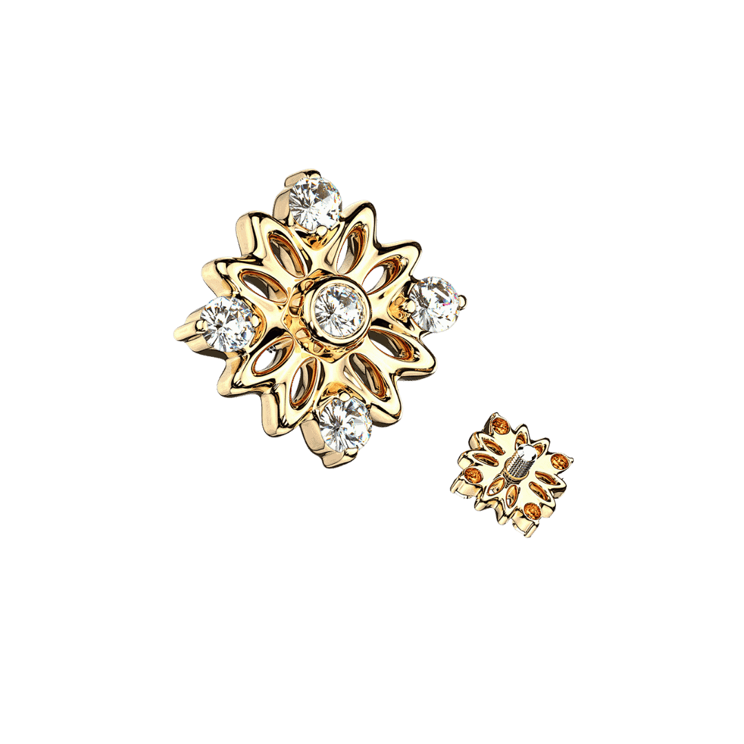 14k yellow daisy dermal top jewelry