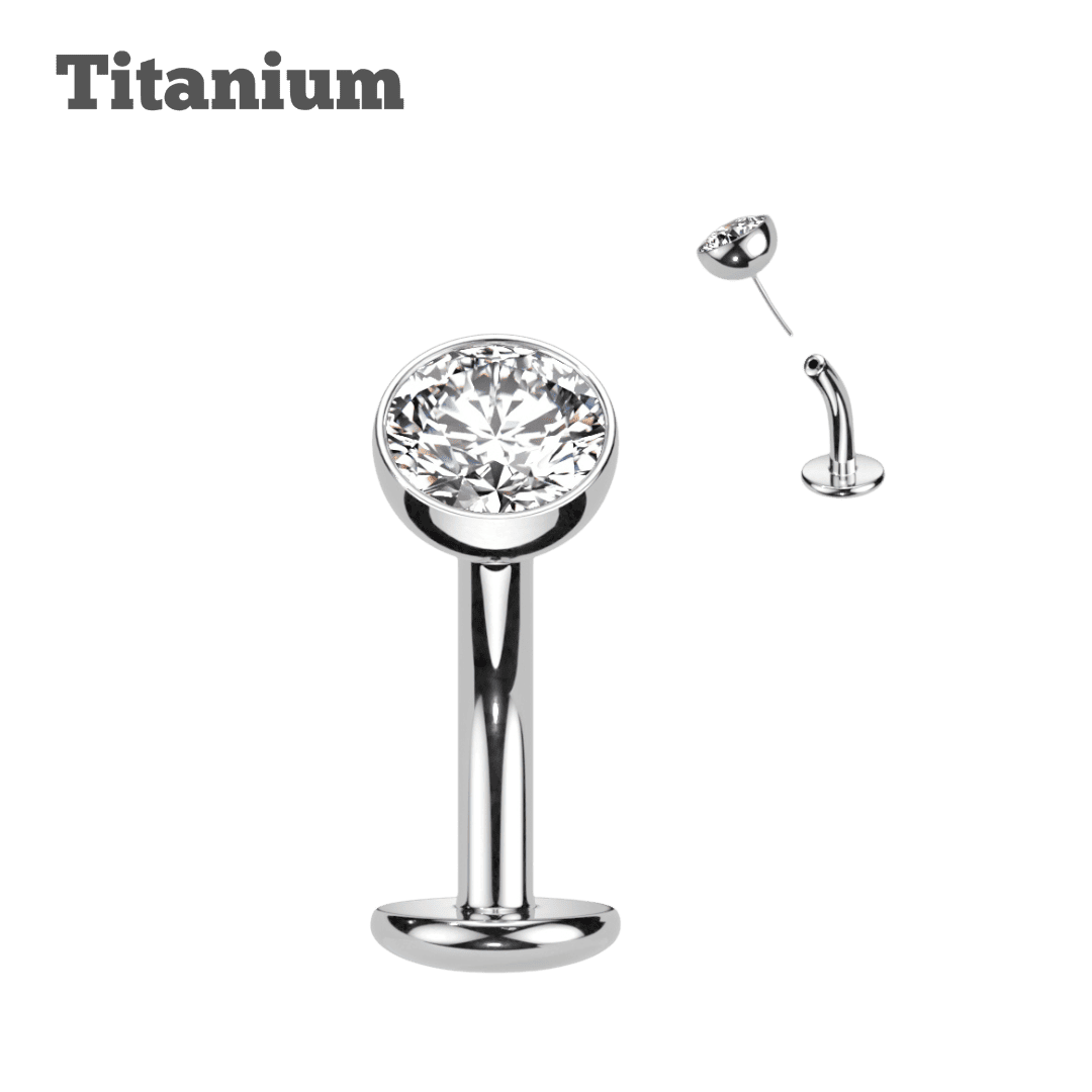 Titanium Bezeled Gem Reverse Belly Barbell