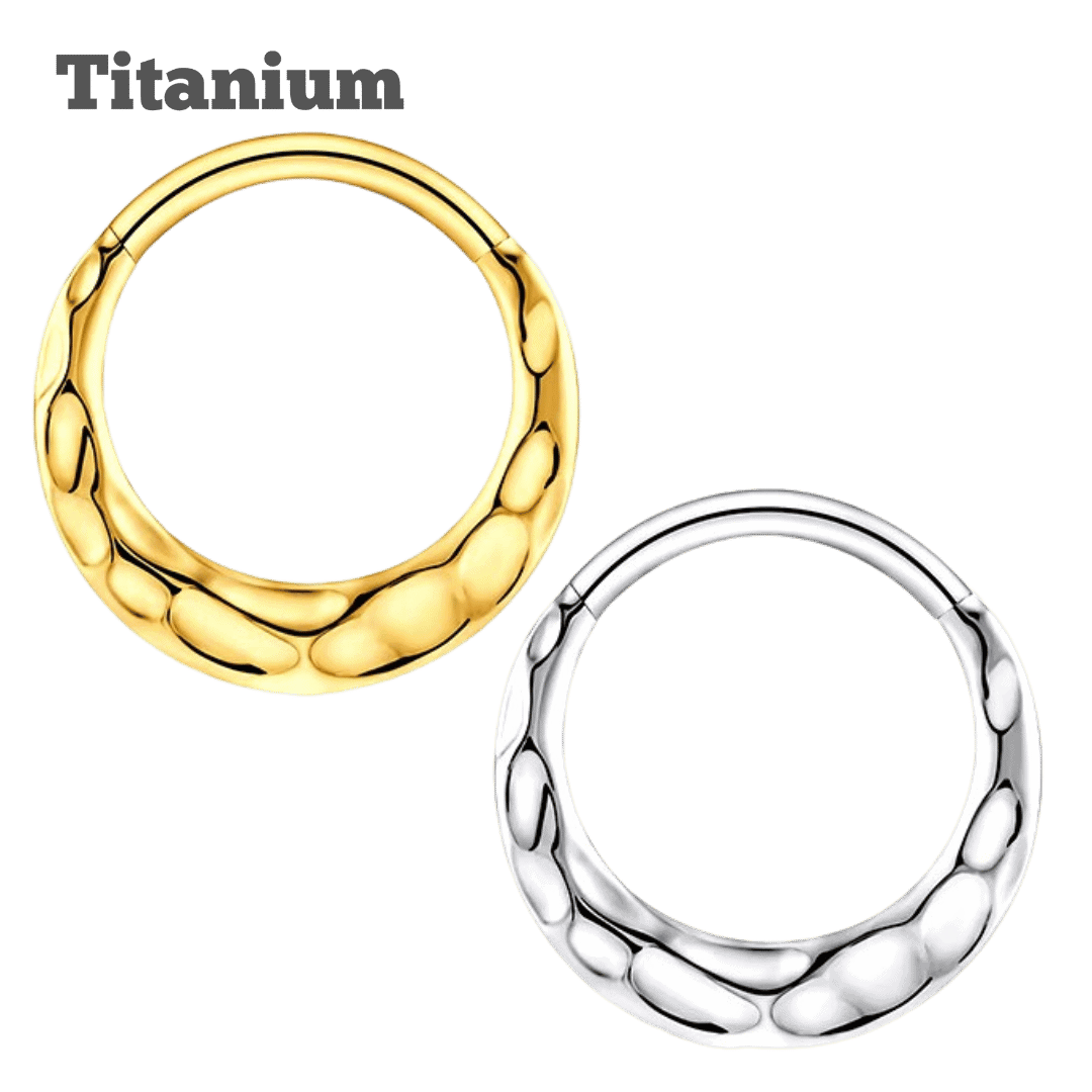 Titanium Hammered Hinged Hoop