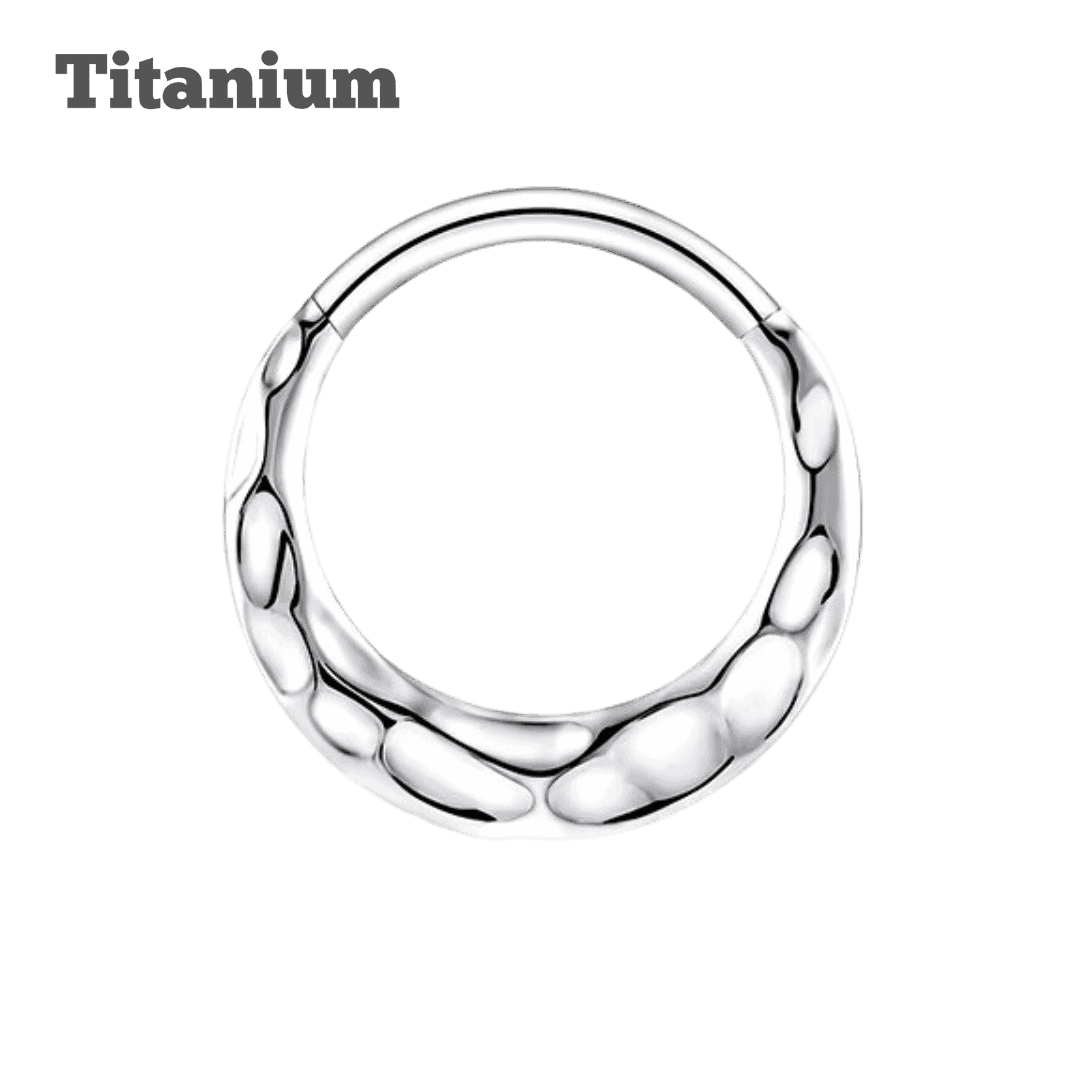 Titanium Hammered Hinged Hoop