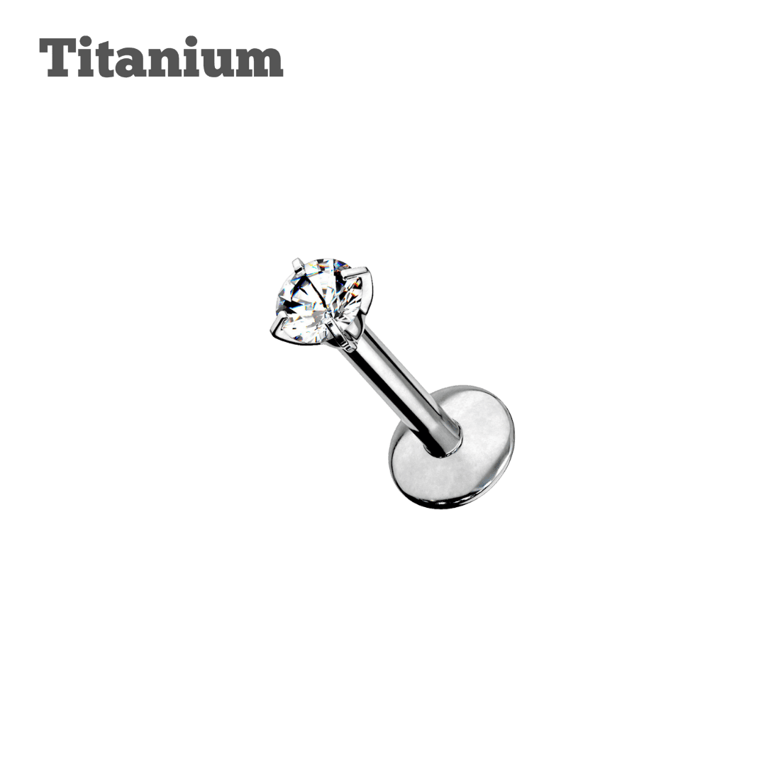 steel color titanium pronged gem internally threaded labret