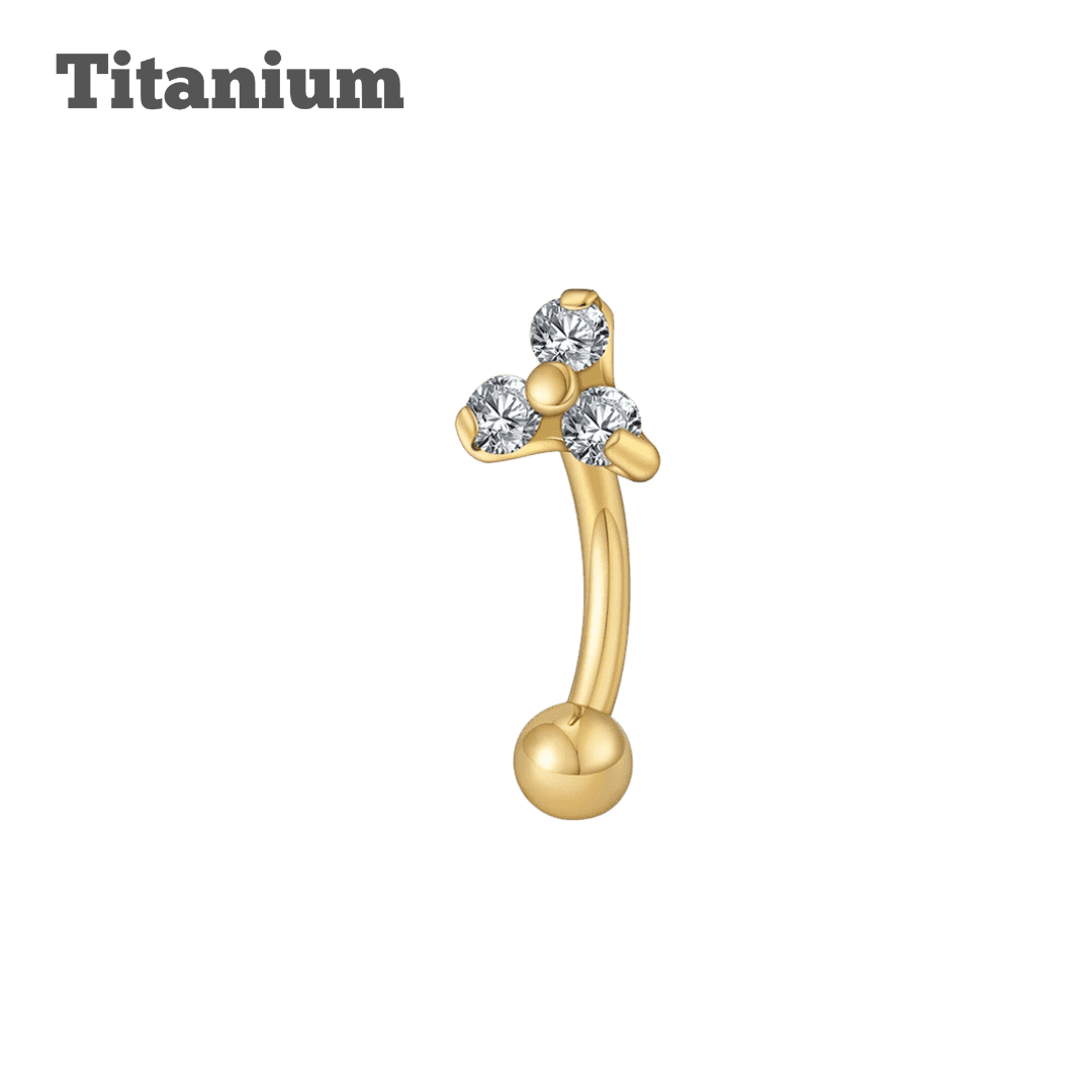 rook piercing jewelry trinity curved barbell gold color