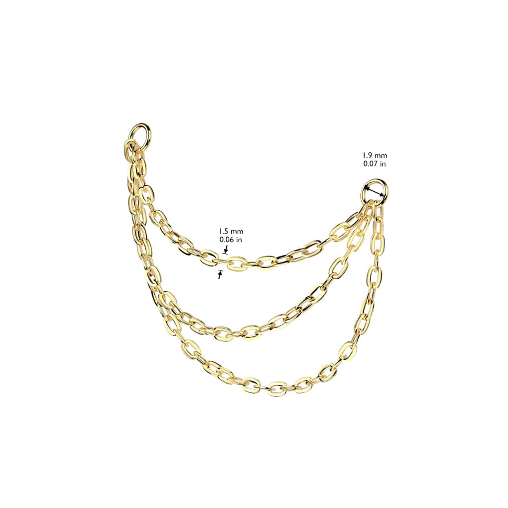 gold color titanium triple chain size