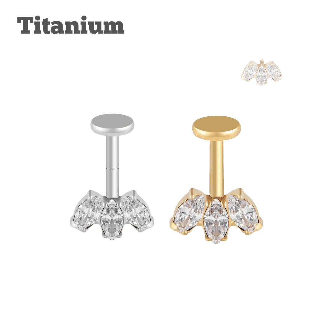 Titanium Vertical Marquis Threaded Labret