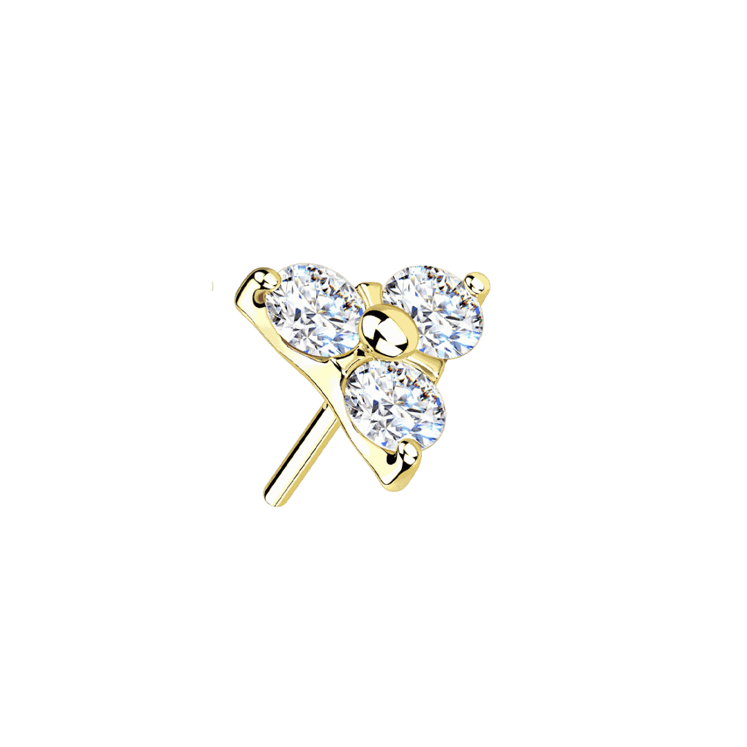 14k yellow gold trinity gem threadless top 