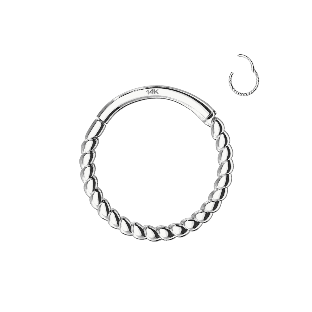 twisted hinged hoop 14k white gold septum piercing jewelry