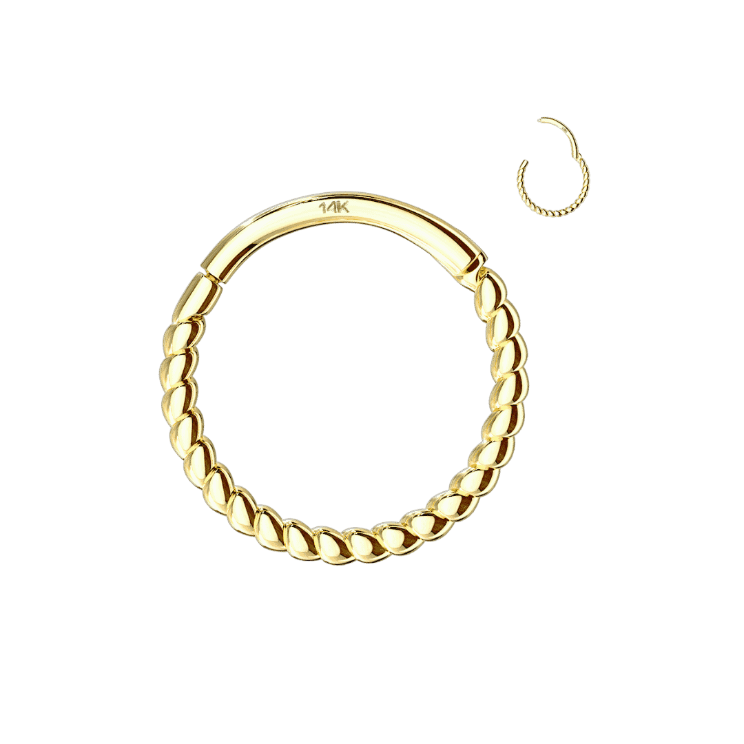 14k yellow gold ear piercing jewelry twisted hinged hoop