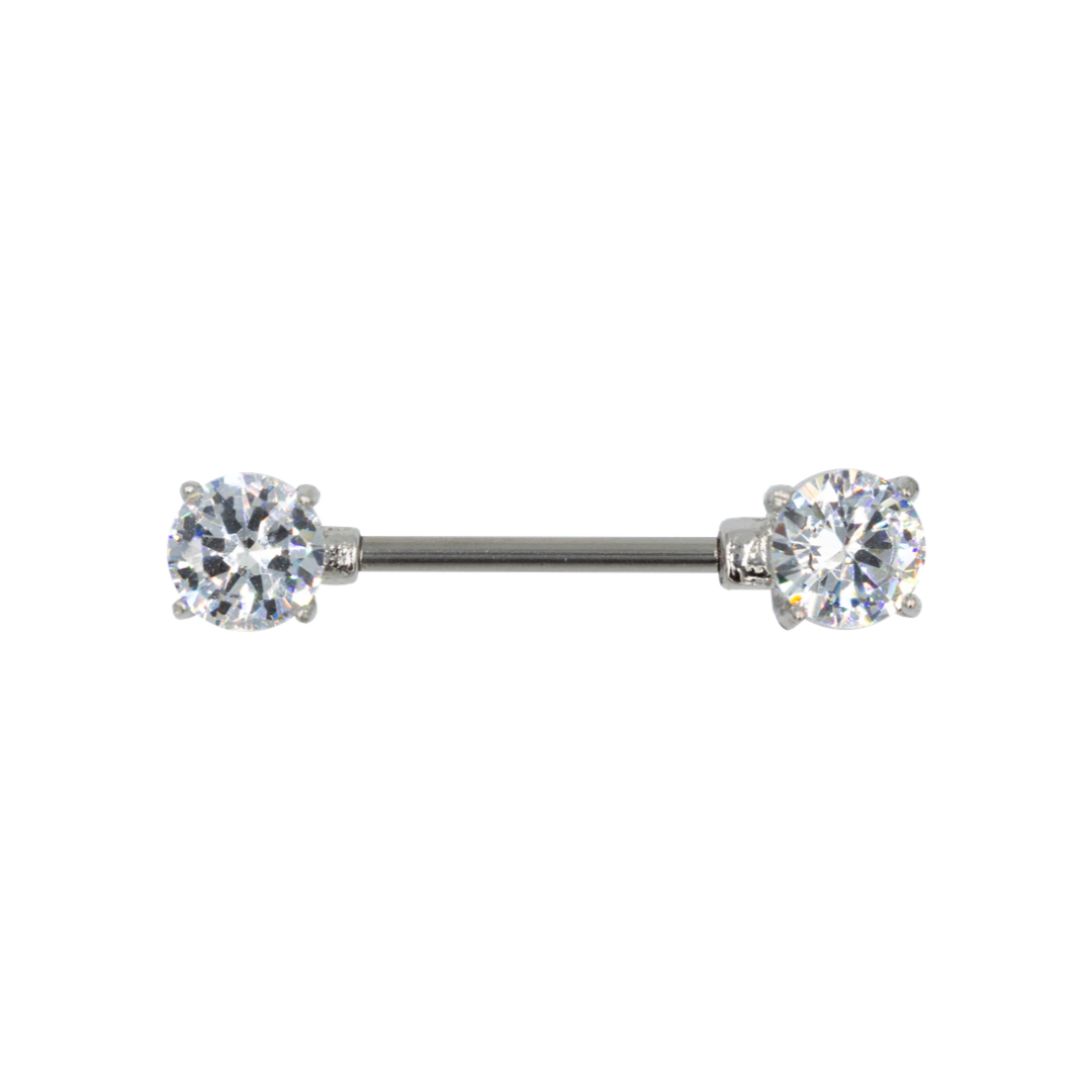 straight barbell with solitaire gem